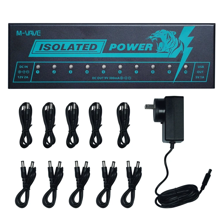 

M-VAVE Isolated Power Supply Guitar Effect Pedal 10 Isolated Outputs DC Output 9V 300mA Pedal Power Supply for Pedal Board Power