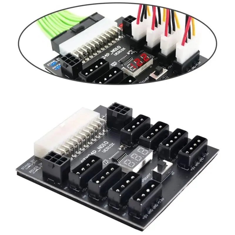 N35R-ATX For CHIA ETH BTC Mining Miner Power Supply Board 24Pin To IDE 8X 4Pin+ 2X 6Pin Server PSU