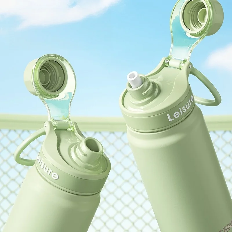 JUSTINLAU Sports Thermos Cup 500/630/830ML Vacuum Flasks 316 Stainless Steel Summer Ice Tumbler with Carrying Loop＆Cap Screwing