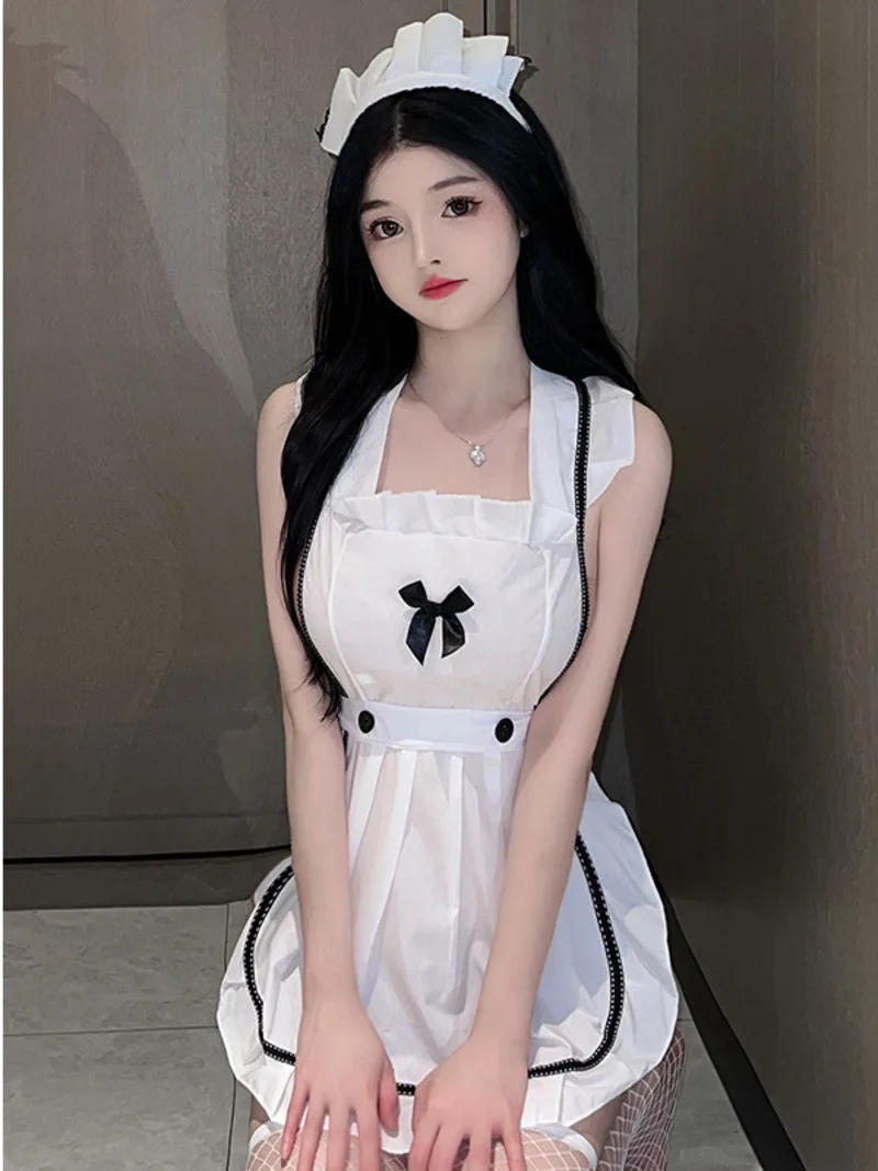 Seksowna Cosplay ładna dziewczyna kobiety przezroczysta seksowna pokojówka sukienka eleganckie modne damskie topy słodka 2023 moda koreańska 250D