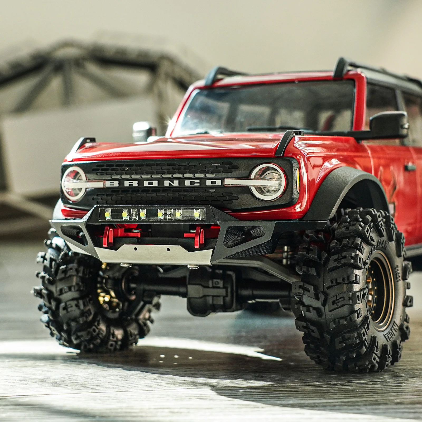 INJORA CNC aluminiowy przedni tylny zderzak dla 1/18 gąsienica RC TRX4M Bronco Upgrade (4M-85)