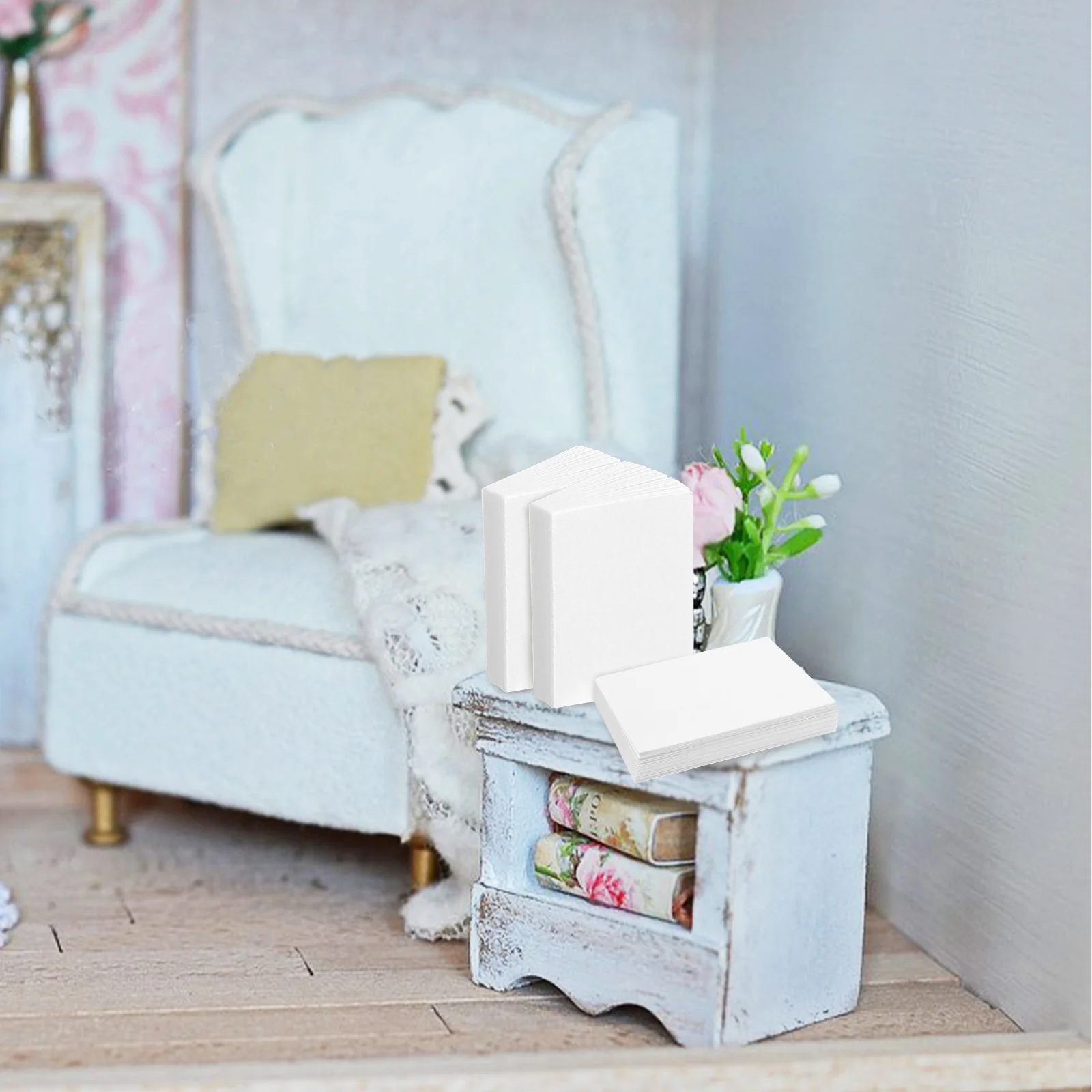 50 Pcs Shelf Mini Book Toy Child Notebook House Miniatures Blanks Paper Books Dollhouse For Kids