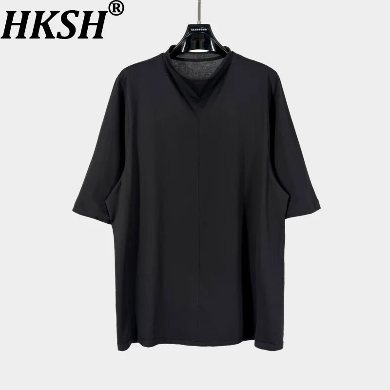 

HKSH 2026 Summer New Men Tide China-Chic Yamamoto Stylish Niche Design Turtleneck Short Sleeved T-shirt RO Chic Ins Tees HK19675