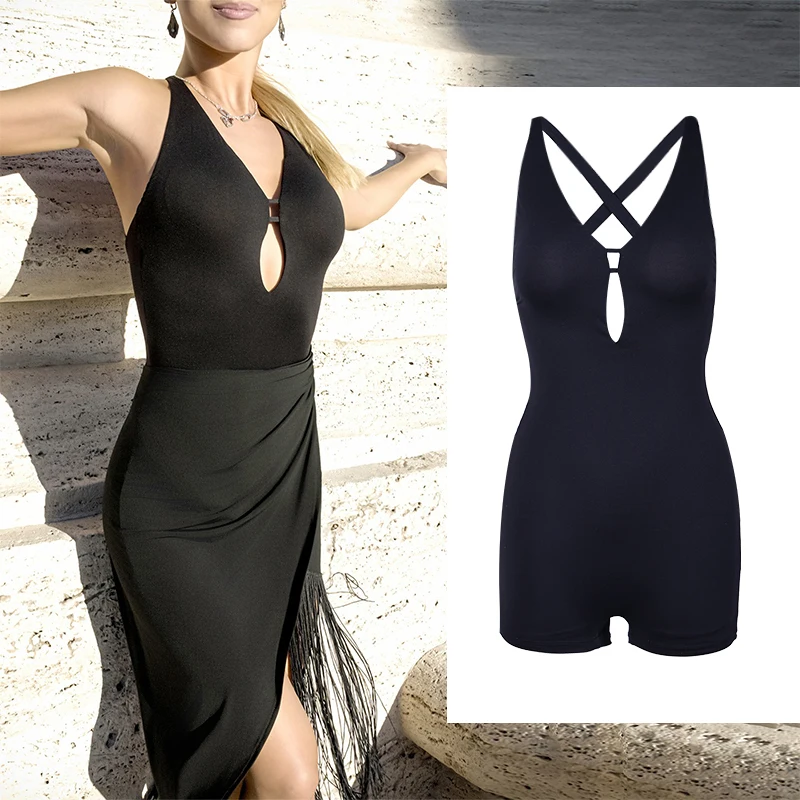 

Latin Dance Tops Black Professional National Standard Dance Clothes Women Rumba Practice Training Wear Backless Bodysuit BL17897
