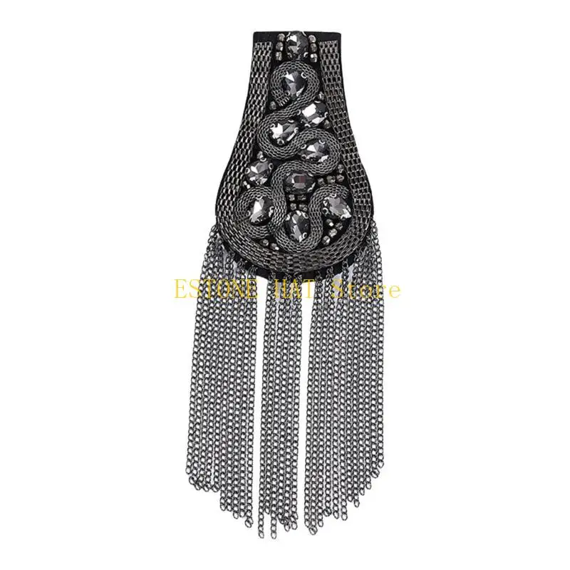 

49MF Fringed Chain Epaulets Shoulder Badge for Various Outfit Uniform Shoulder Decors