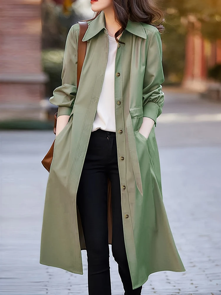 

Лидер продаж, однотонная ветровка, куртка, пальто для женщин, осенне-зимняя женская одежда, длинные плащи на шнуровке, новая верхняя одежда