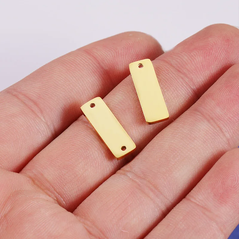 Fnixtar Rectangle Charms Tags Engrave Logo Connector Charms Mirror Polished Stainless Steel DIY Jewelry 6x18mm 20piece/lot