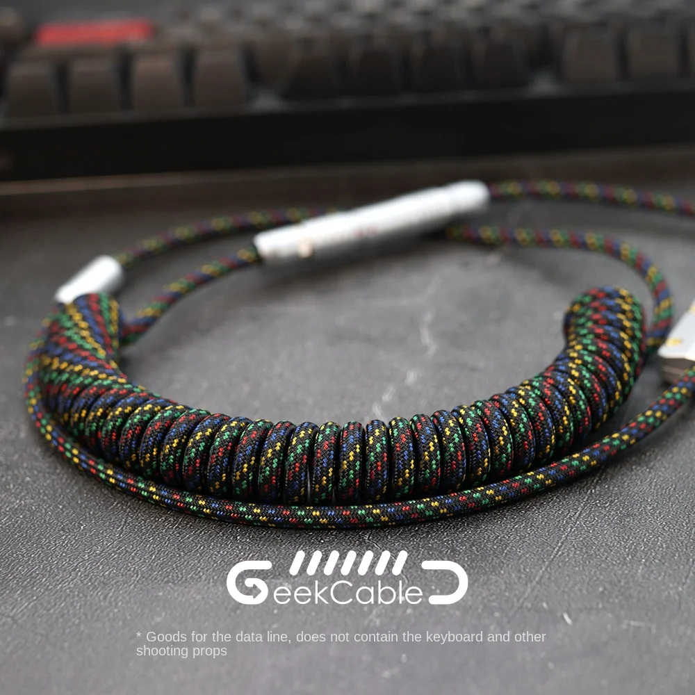 GeekCable handmade Computer Mechanical Keyboard Spiral Data Cable Pattern Weaving Matrix Code Farmer No.2,type c cable,usb cable