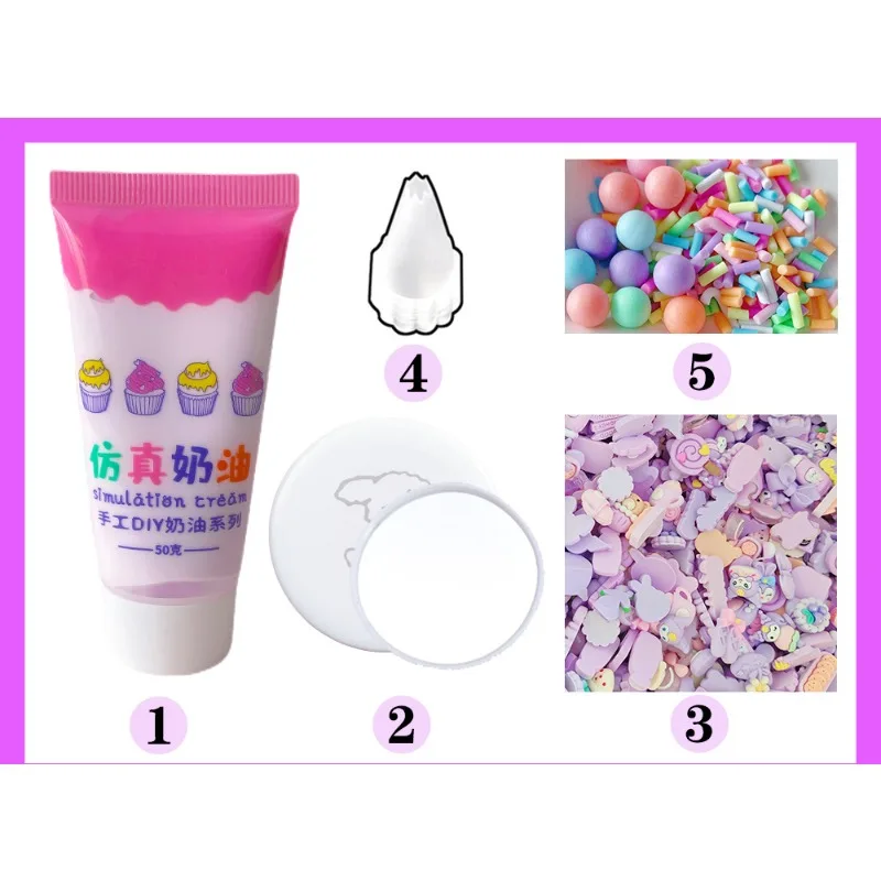 Children\'s Cartoon Handicraft Toys Simulation Cream Gel  Makeup Mirror DIY Handmade Crafts Cute Resin Versatile Fashion  Set