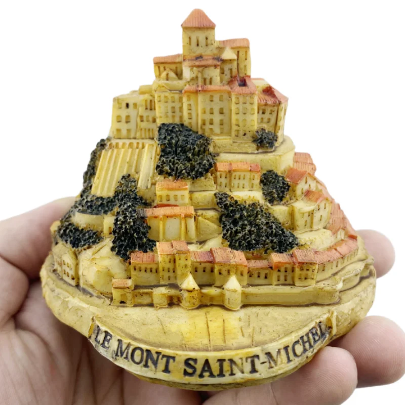 Mont Saint Michel Francia, recuerdos artesanales de resina, adorno de escritorio, edificios de mesa de interior, colección de decoración del hogar, regalo