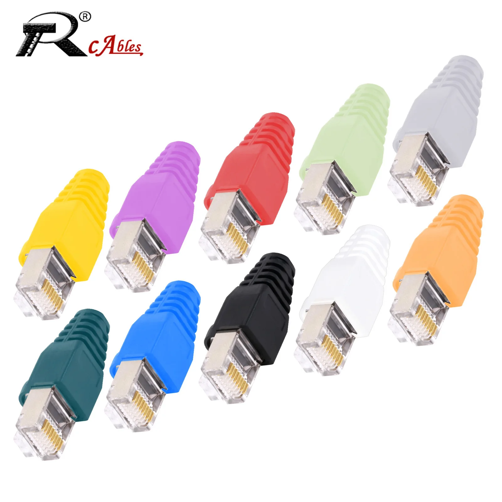 

10PCS RJ45 Cat5/Cat6 Pass Through Connector Assorted Colors EZ to Crimp Modular Plug for Solid or Stranded STP/SFTP Cable