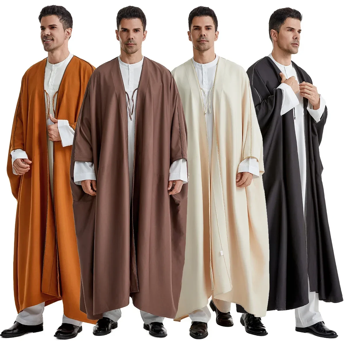 Abito da uomo arabo Jubba Thobe caftano uomo musulmano abito marocchino Medio Oriente Kimono Djellaba Abaya Eid Dubai caftano abbigliamento islamico
