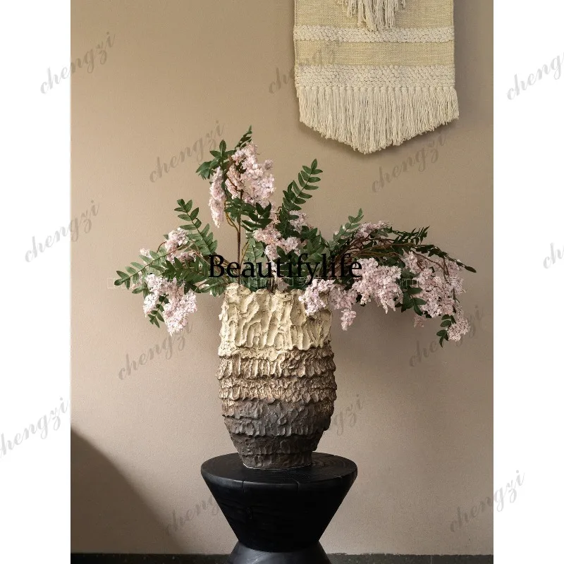 French handmade texture gradual change color art flower ware living room B & B hotel vase ornament