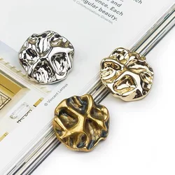 10pcs/lot Fashion Metal Simple Design Gold/Silver Alloy Decor Buttons Wavy Surface Suit Coat Sweater Clothing Sewing Accessories
