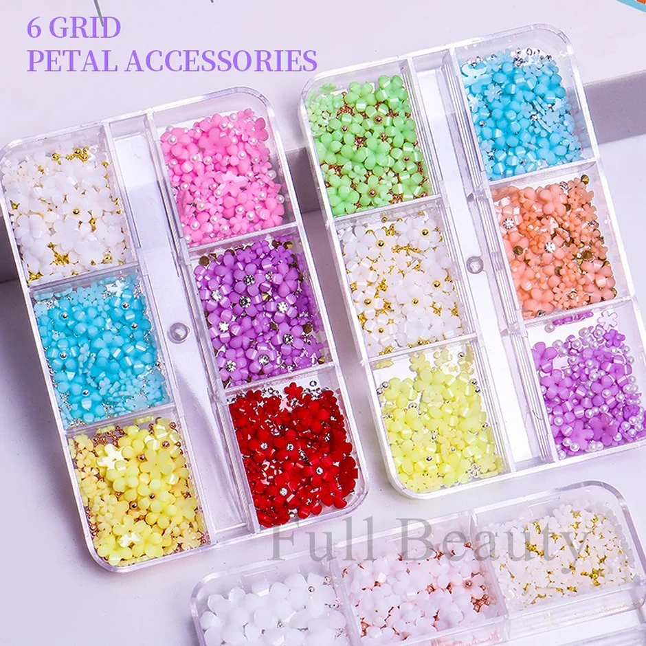 6 شبكات ثلاثية الأبعاد الأبيض الاكريليك زهرة مسمار أجزاء مختلطة الصلب الخرز السحر تصميم مسمار الفن الديكور Accessory بها بنفسك مجوهرات الإكسسوار SASZCT-150 #3