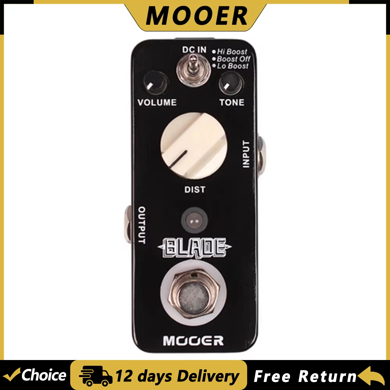 

Педаль эффектов MOOER Blade Metal Distortion для гитары, True Bypass, 3 режима (Hi/Lo/Off), буст, запчасти и аксессуары для электрогитар