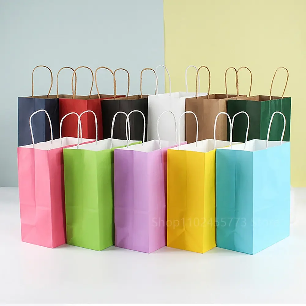 5/10/20/30pcs Festival Gift Kraft Paper Bag Shopping DIY Multifunction Recyclable Paper Bag With Handles