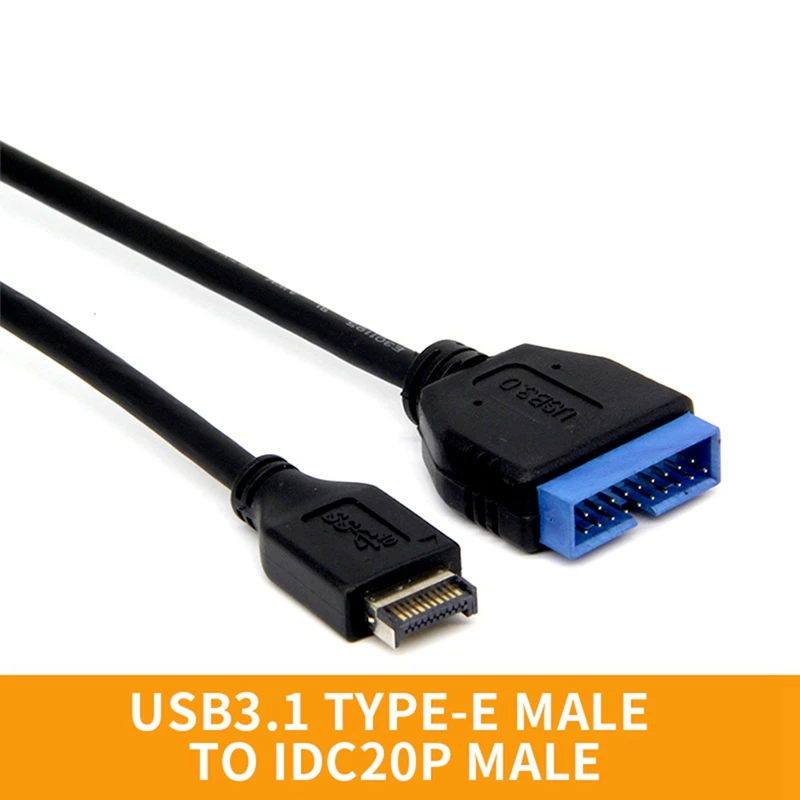 1 Piece USB 3.1 Type-E Male To IDC20P Male Adapter Cable 20Pin Extension Cable For Computer Motherboard Black Plastic
