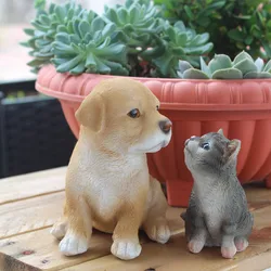 Cat and Dog Garden Sculptures Statues for Outdoor Patio Yard Lawn Home Decoration Animal Decorative Figurines Housewarming Gifts