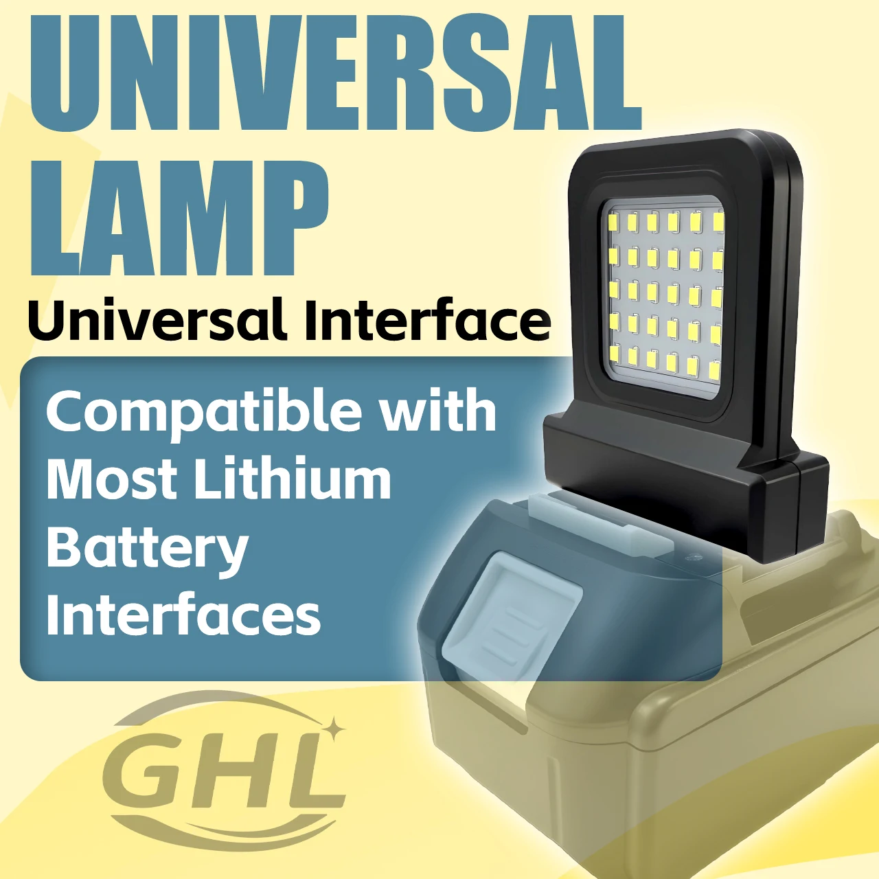 Universal lamp Compatible with Most Lithium Battery Interfaces for DEWALT for Milwaukee for Makita18V Li-ion Battery