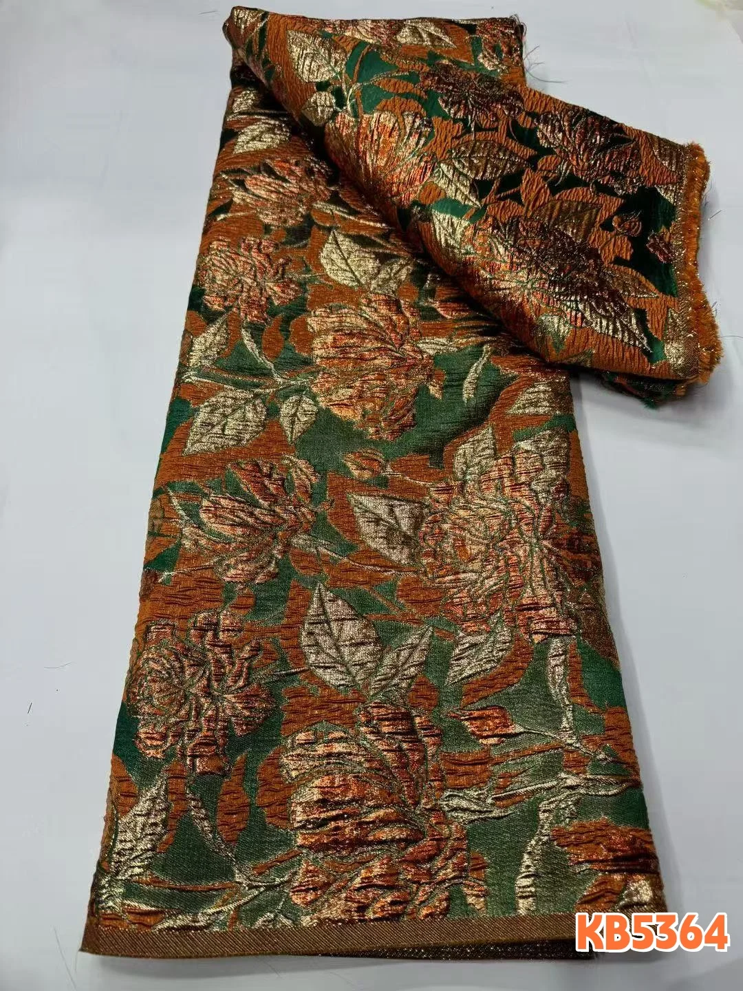 2026 African Lace Fabric 5 Yards Green Jacquard Brocade Nigerian Gilding Brocade Lace Tulle Lace For Wedding Dress Sewing KB5364
