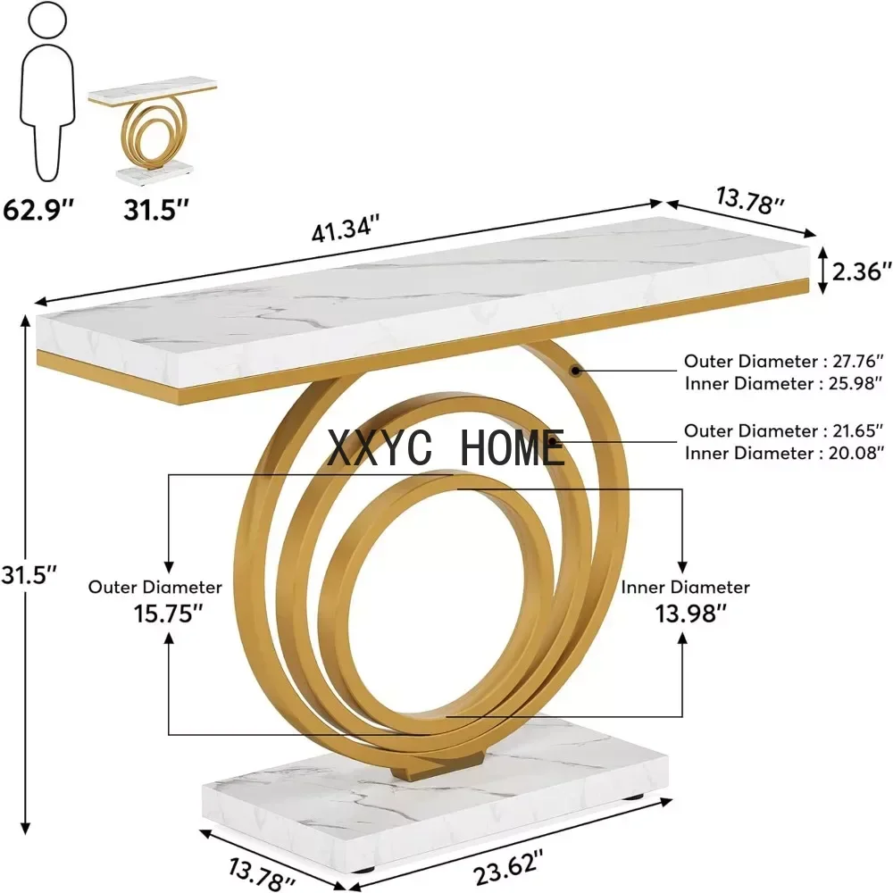 طاولة كونسول ذهبية حديثة وطويلة ، طاولة حديثة لغرفة المعيشة ، الرواق والمدخل ، 41 بوصة