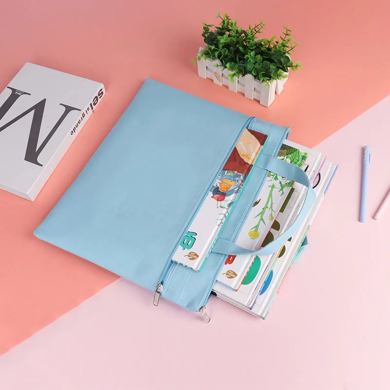 2PCS A4 Portable Document Bag Dupla Camada Zipper Bag Impermeável Grande Capacidade File Organizer