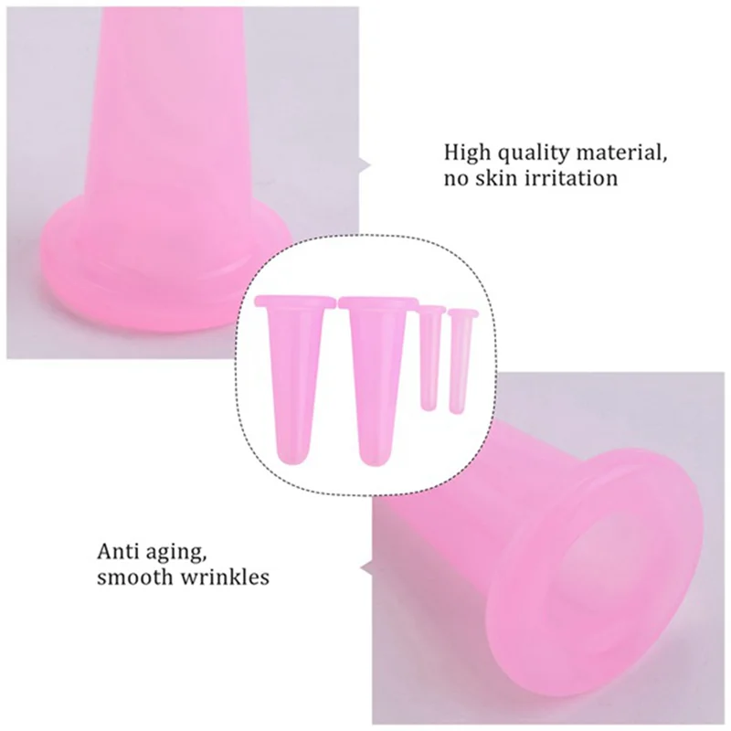 B02C-2 Set (8) Coppettazione per il viso in silicone naturale con coppettazione per il viso Aspirazione con olio per spinta per il viso