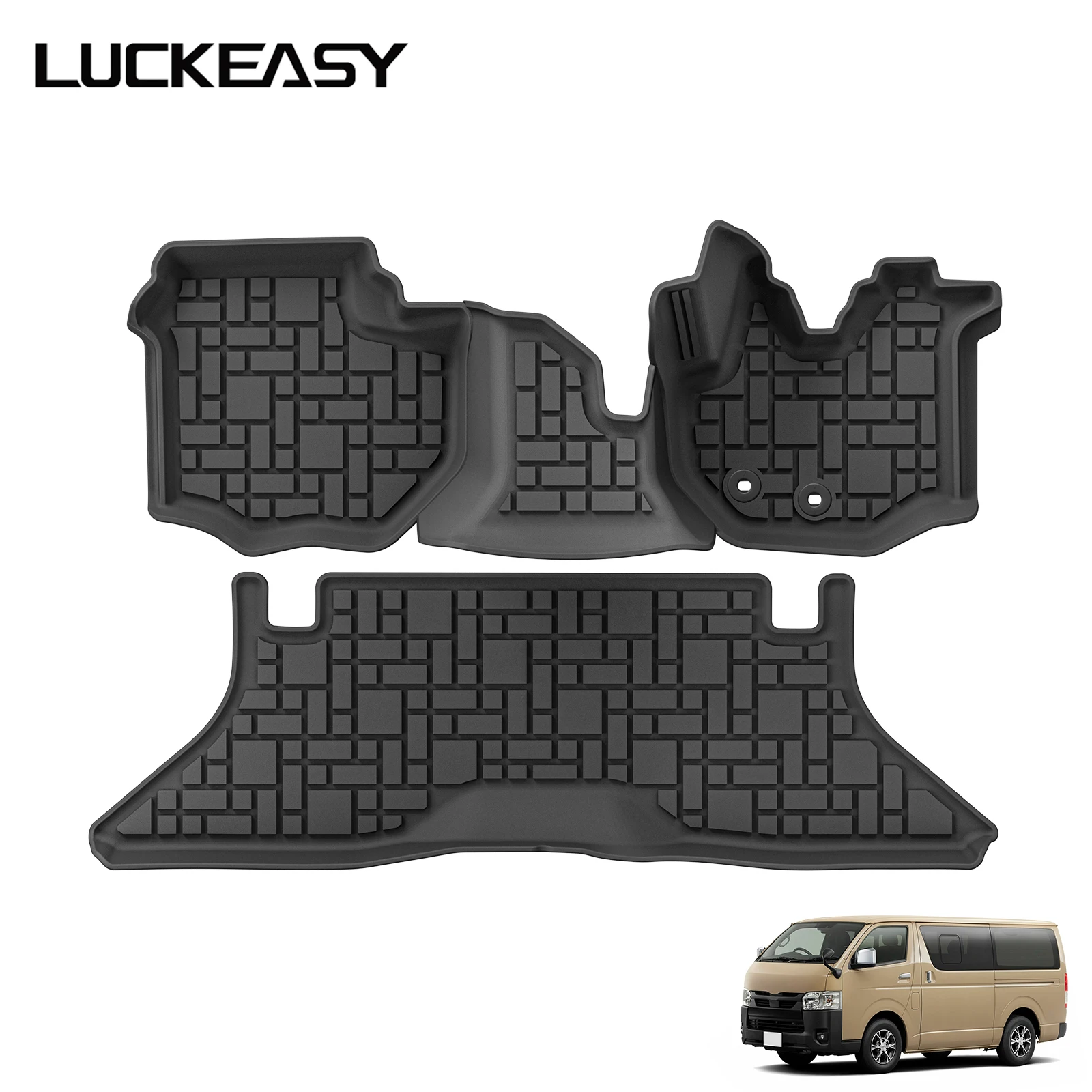 LUCKEASY for Toyota HIACE 200 Series(Fuel Version)2004-2024 Car Floor Mats Protective Mat Accessories Foot Pads Only Fit RHD