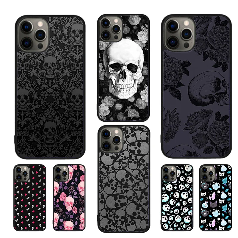 Skull Gothic Creepy Pastel Goth Phone Cases Cover For iPhone 16 15 14 12 13 mini 11 Pro MAX apple 6 7 8 Plus SE2020 Coque