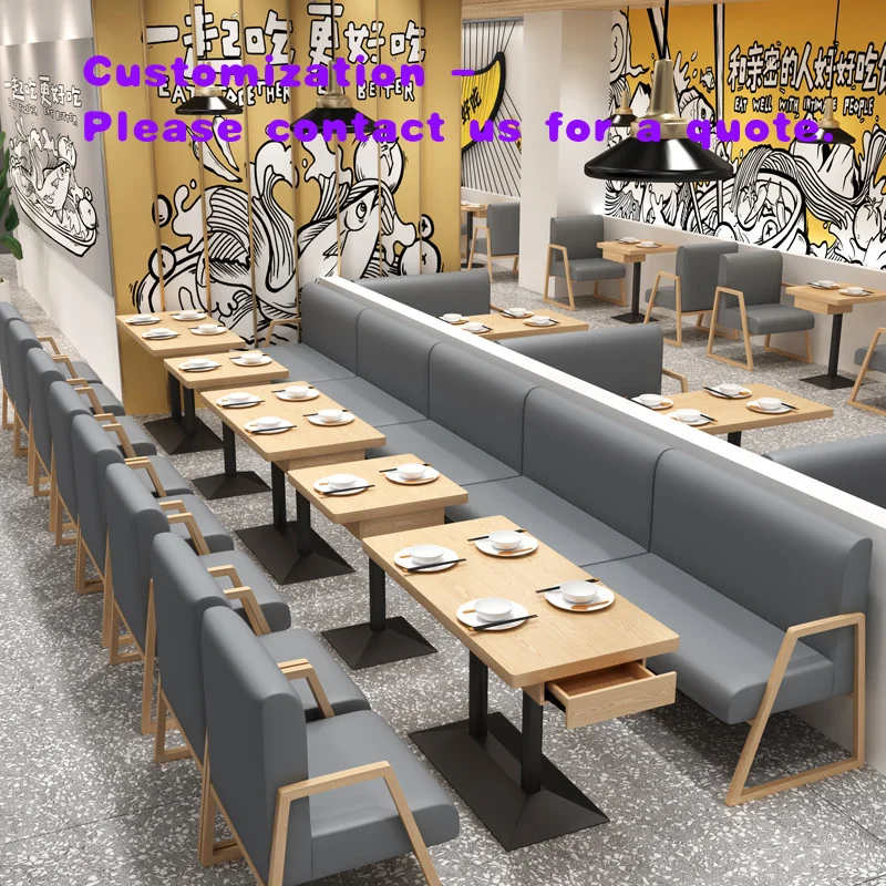 

custom.Modern Design Commercial Coffee Shop Restaurant Tables Chairs Against Wall Seating Area Sofa Hamburger Table Chair Combin