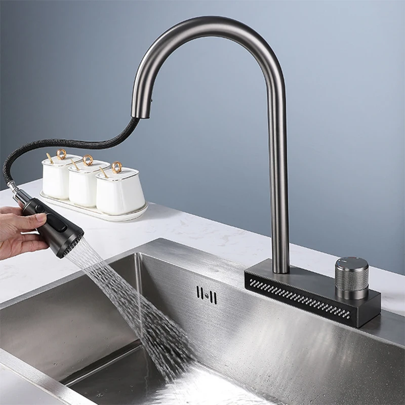 Stainless Steel 304 Multifunctional Waterfall Kitchen Pull Out Faucet