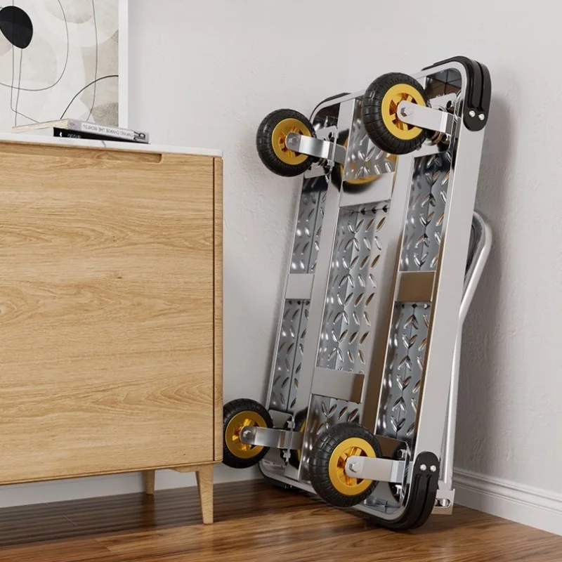 Outdoor Shopping Folding Trolley  for Moving Goods  with Silent Wheels and A Steel Plate Base  Capable of Supporting 140-400 Kg