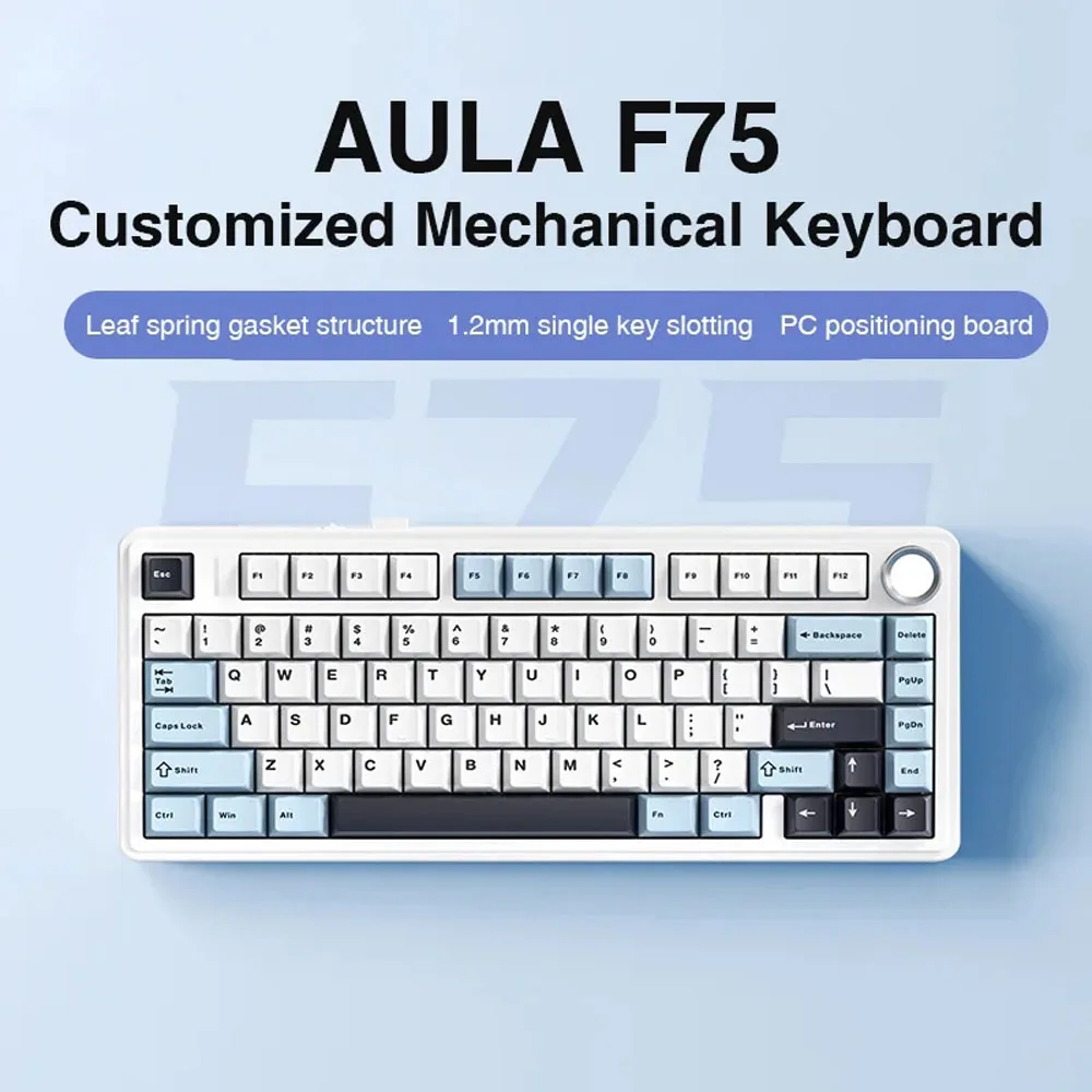 AULA F75 75 Keys 2.4G Wireless/Bluetooth/Wired 75% Layout OEM Profile Gasket Structure RGB Customized Gaming Mechanical Keyboard