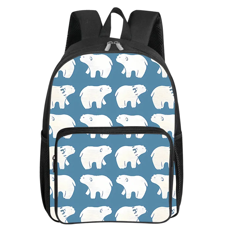 

Рюкзак с квадратным передним карманом и рисунком белого медведя для мальчиков и девочек, лучшие подарки, школьные сумки с 3D мультяшными героями для детей