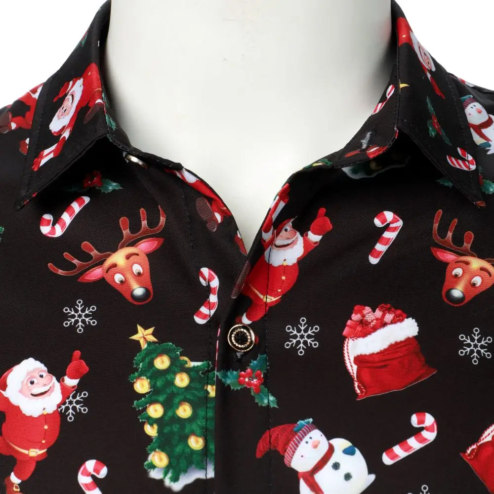 Mannen Lange Mouw Kerst Shirt Banket Vakantie Gedrukt Tops Fashion Cartoon Mannen Lange Mouw Shirt