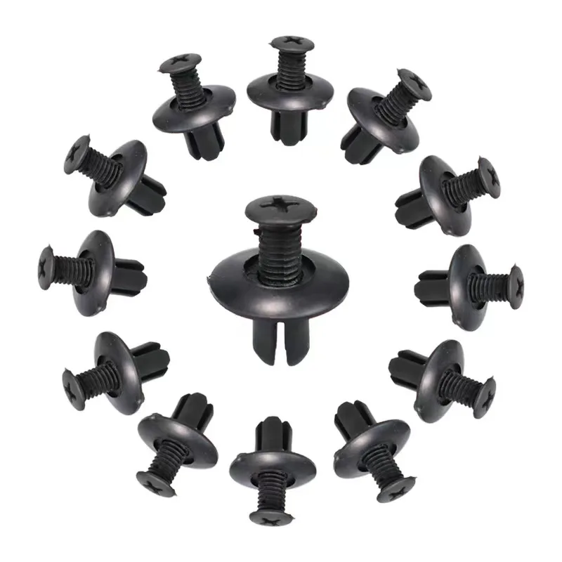 100pcs 8mm Plastic Rivets Fasteners Screw Car Bumper Fender Black Rivet Car Fastener Clips for Toyota Focus Kia Nissan Yamaha