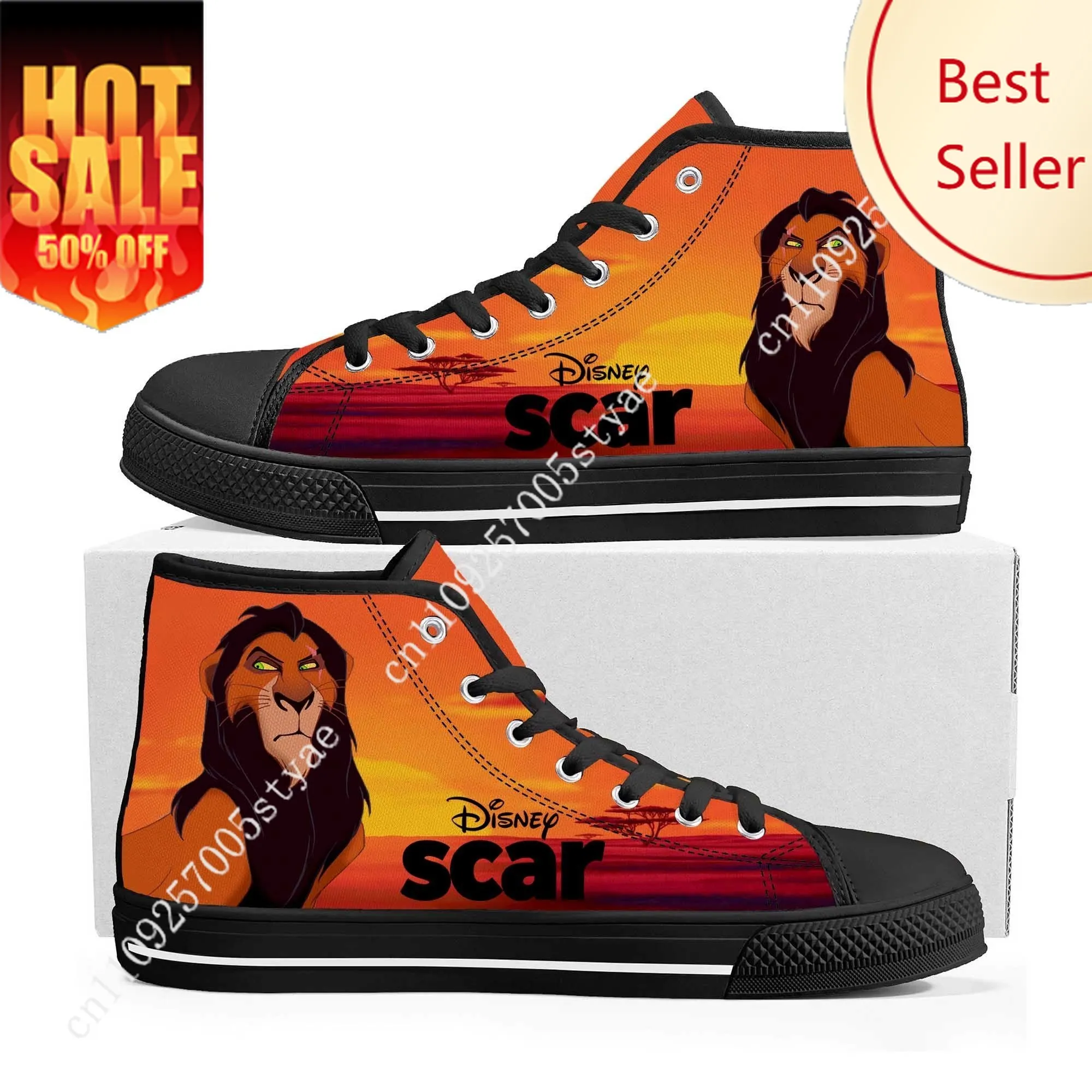 

Scar High Top Sneakers Disney Cartoon Movie DIY Decorate Shoes Design Your Photo Party Holiday Gifts Custom Shoe