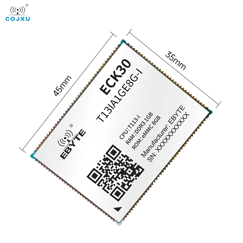 T113-i Industrial Grade ARM Dual Core A7 COJXU ECK30-T13IA1GE8G-I 1G 4K Display Small Size Low Power Stamp Hole Support Linux