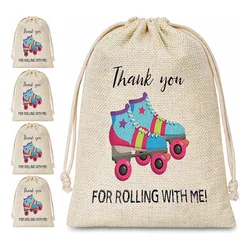 5pcs Thank you gift bags Roller Skate Skating Disco Party kid children boy girl 6th 7th 8th 9th 10th birthday decoration favor