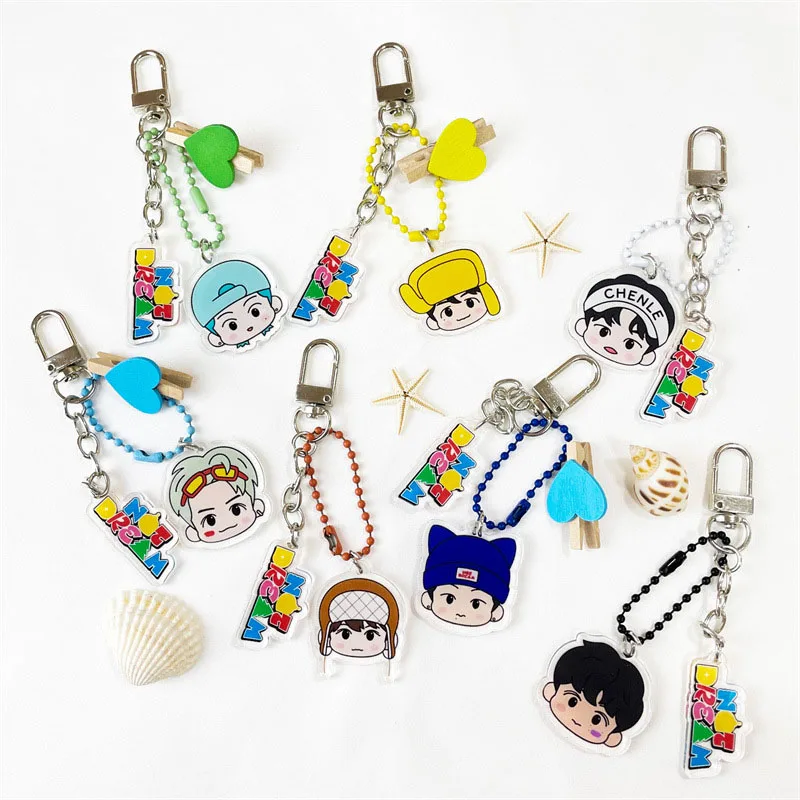 Kpop Keyring NTDREAM Candy Cartoon Member Double Sides Acrylic Keychain Pendant Jaemin Renjun Mark Bag Accesssories Fans Gift