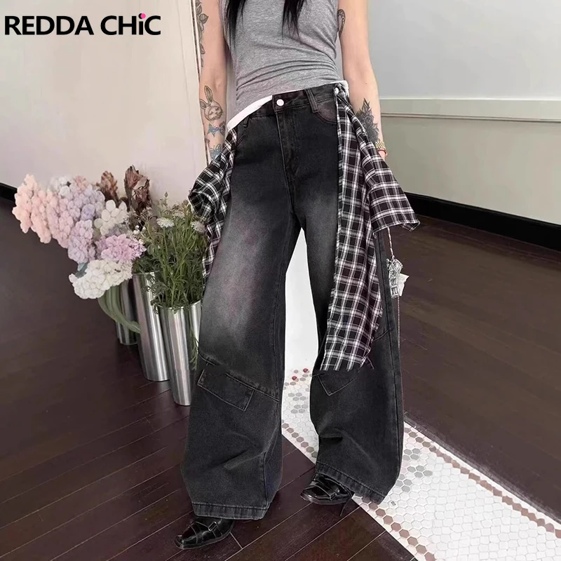 ReddaChic Women Baggy Jeans High Waist Wide Leg Denim Pants Tall Girls Hip Hop Dance Trousers Retro Streetwear Y2k Cowboy