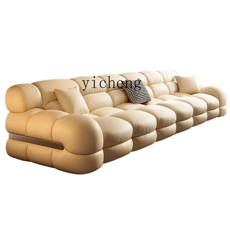 TQH minimalist leather sofa cream style small apartment medium and ancient style cowhide