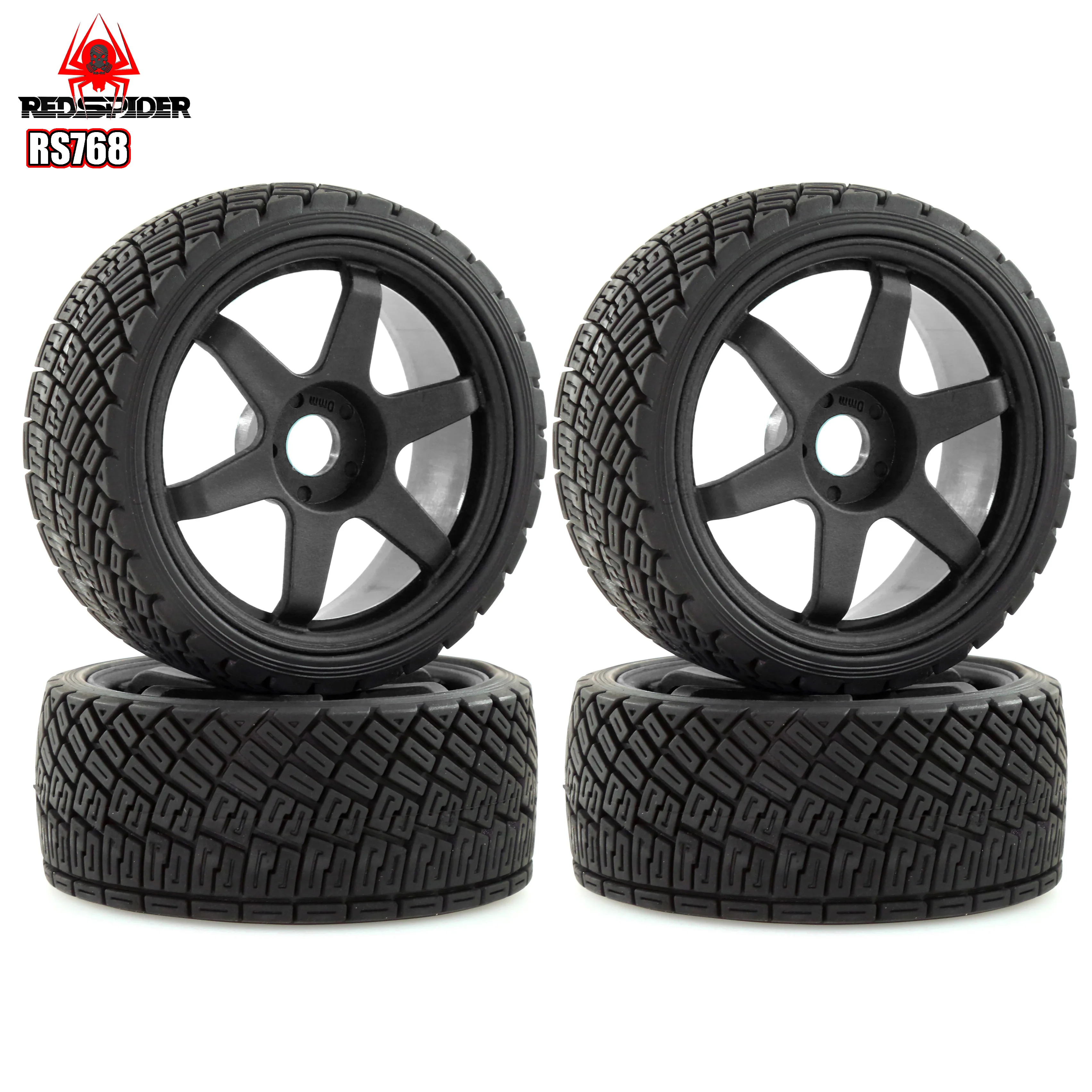 RedSpider 4Pcs 1/8 RC Rally & GT  Wheel Tire Set, Hard Surface Grip Tires for 1:8 Infraction WR8 HSP RC Model Car Accessories