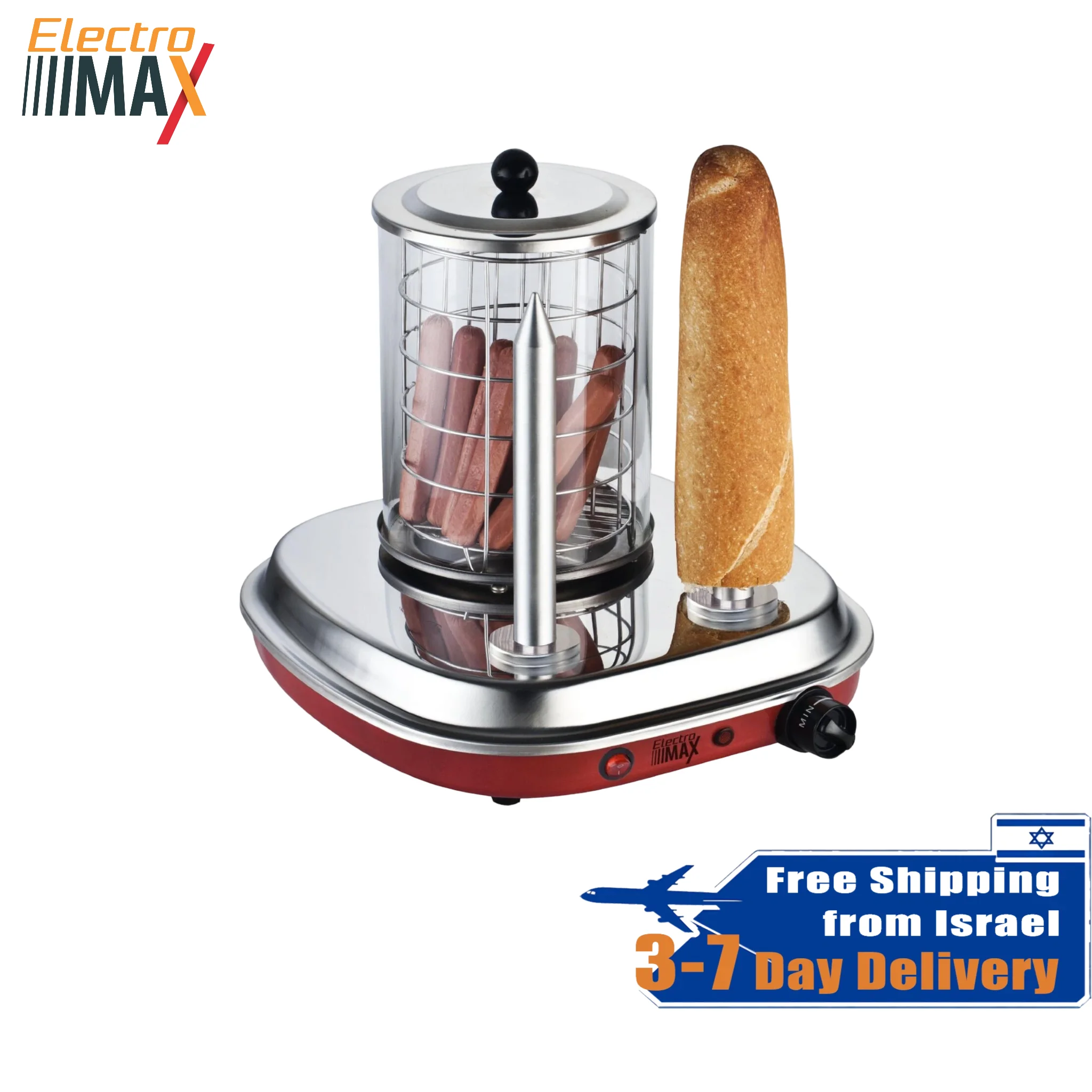 Electro Max 420W Hot Dog Maker Haushalts-Hotdog-Dampfgarer mit zwei Zonen, transparentem Käfig und Edelstahl-Wurst-Baguette-Maschine
