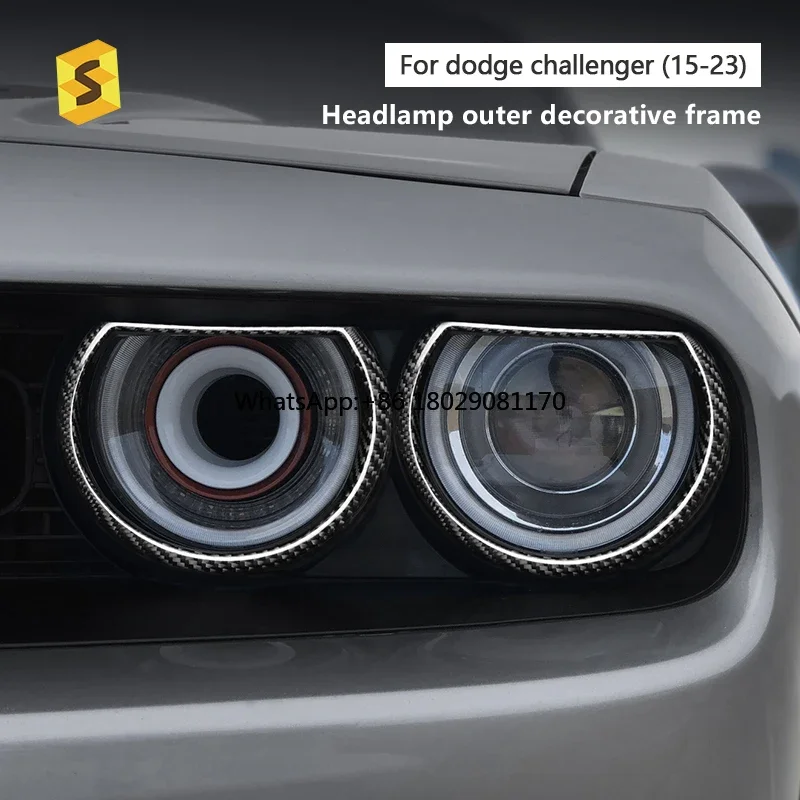 Carbon Fiber Headlamp outer decorative frame Carbon Fiber Car Accsori For Dodge Challenger SRT 2015-2023