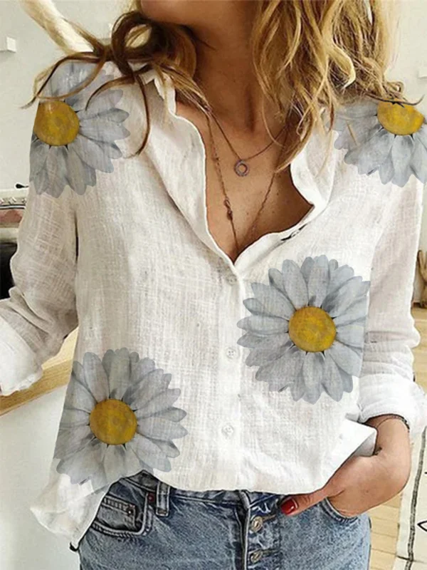 Chemisier à manches longues en coton et lin pour femme, vintage, décontracté, qualité, printemps,