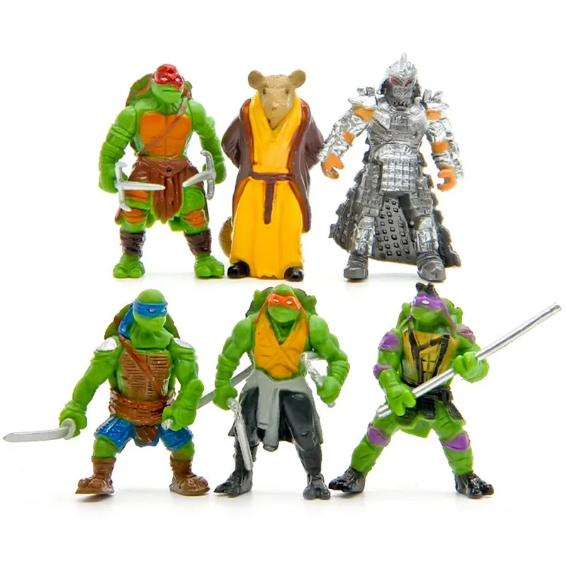 6PCS Teenage Mutant Ninja Turtles Mini Anime Action Figure 5cm Raphael Donatello Toys Model Desktop Decor Cartoon Kids Xmas Gift