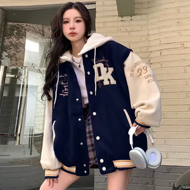 

American Retro Letter Embroidered Jackets And Coats Women Y2K Street Hip Hop Trend Baseball Uniform Harajuku Loose Casual Jacket