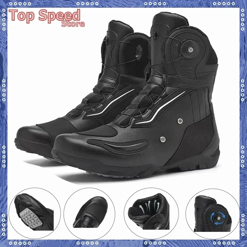 Motorcycle shoes Unisex Motocross Boots Leather waterproof Windproof Urban Riding shoe all season retro Motorcycles racing boot